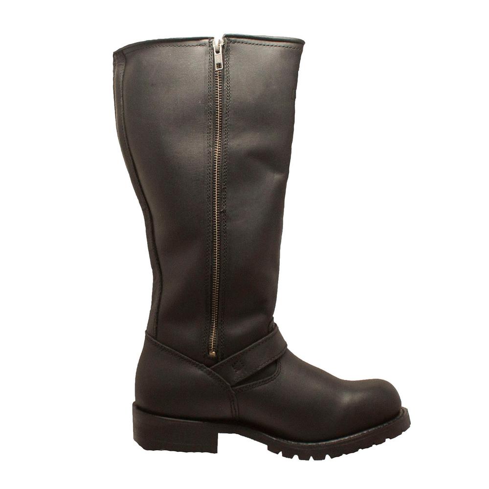 black motorcycle riding boots