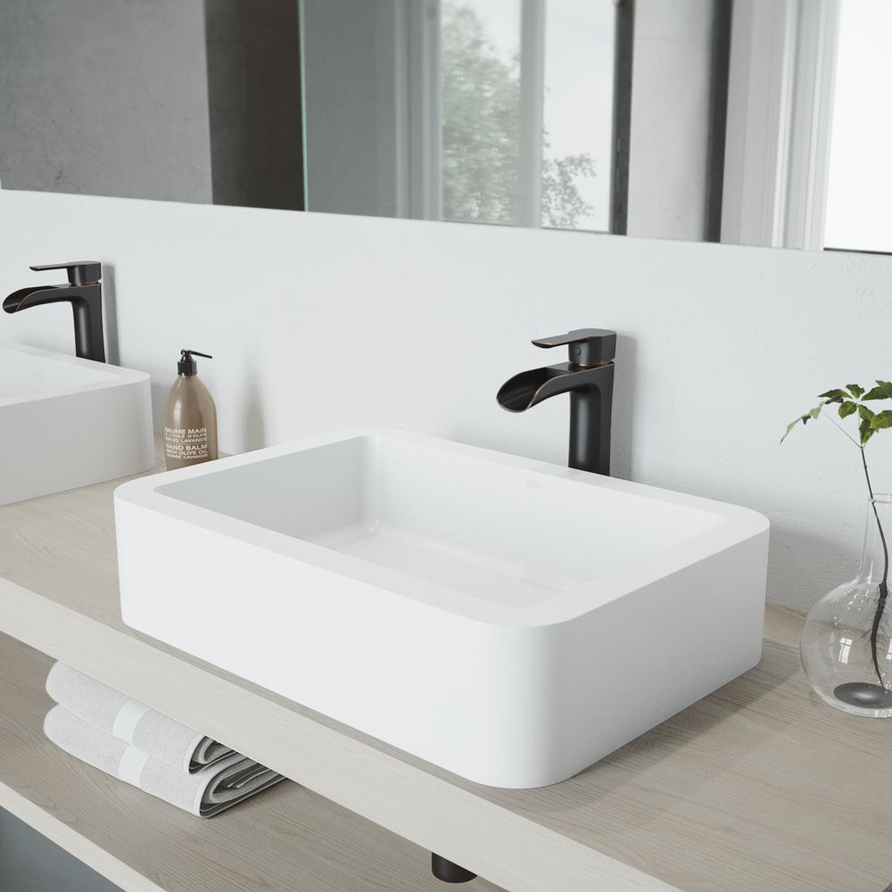 Vigo Petunia Matte Stone Vessel Sink And Antique Rubbed Bronze Niko Vigo Petunia Matte Stone Vessel Sink And Antique Rubbed Bronze Niko Faucet Set With Pop