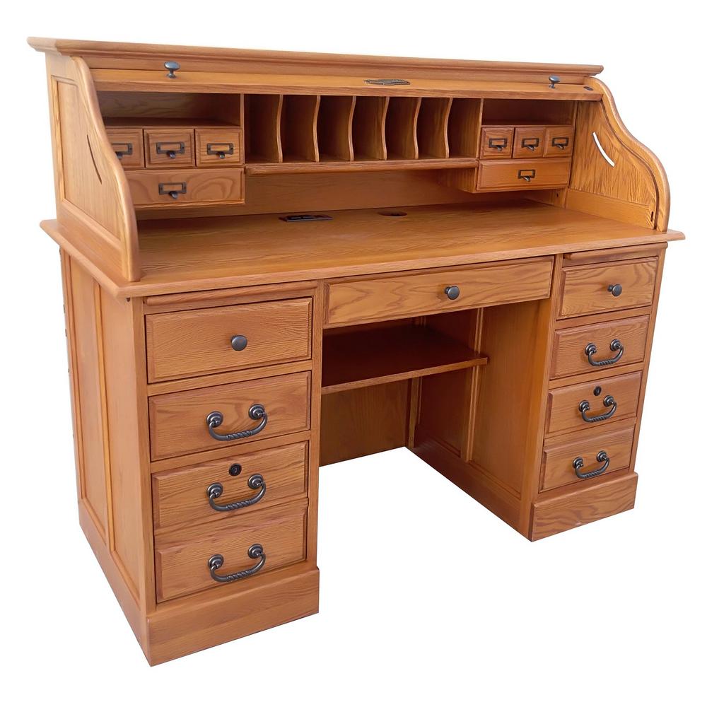 Chelsea Home Furniture Mylan Harvest 54 In Oak Desk With Roll Top