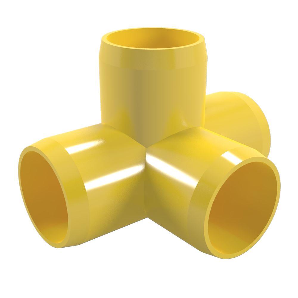Formufit 1 in. Furniture Grade PVC 4Way Tee in Yellow (4Pack)F0014WTYE4 The Home Depot
