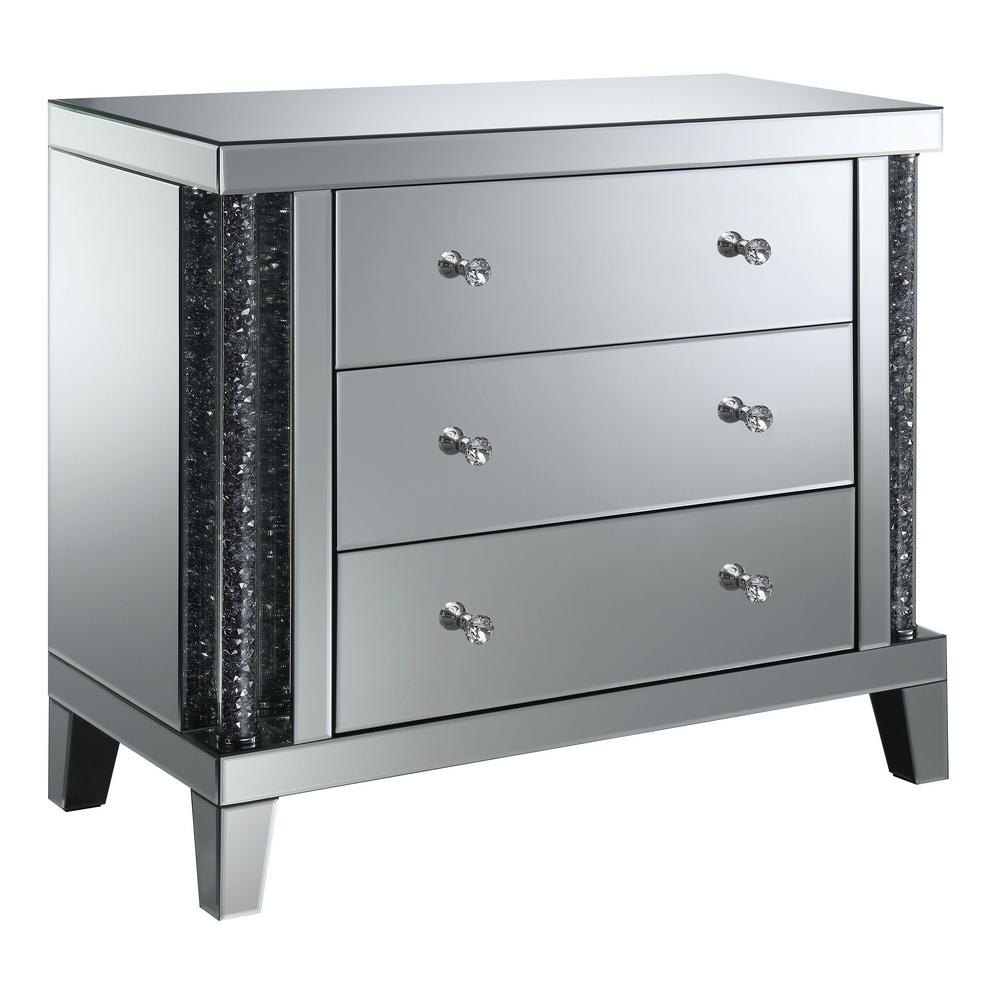 Furniture Of America Ellis Silver 3 Drawer Wide Side Table Idf 531st 78 The Home Depot