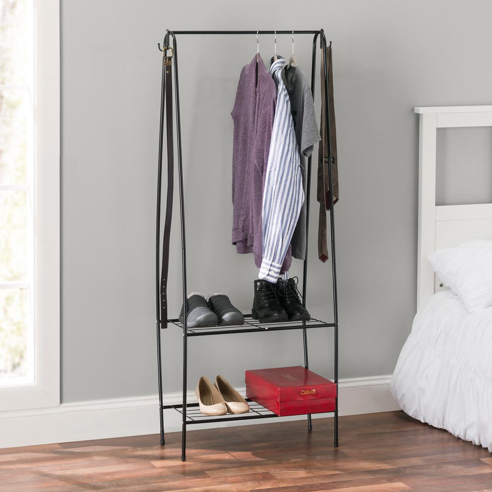 metal clothes rack covered