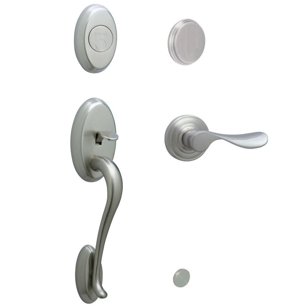 Schlage Wakefield Satin Nickel Left Handed Champagne Lever Dummy Door