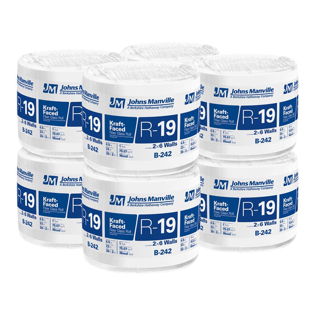 Johns Manville R19 Kraft Faced Fiberglass Insulation Roll 23 in. x 39.