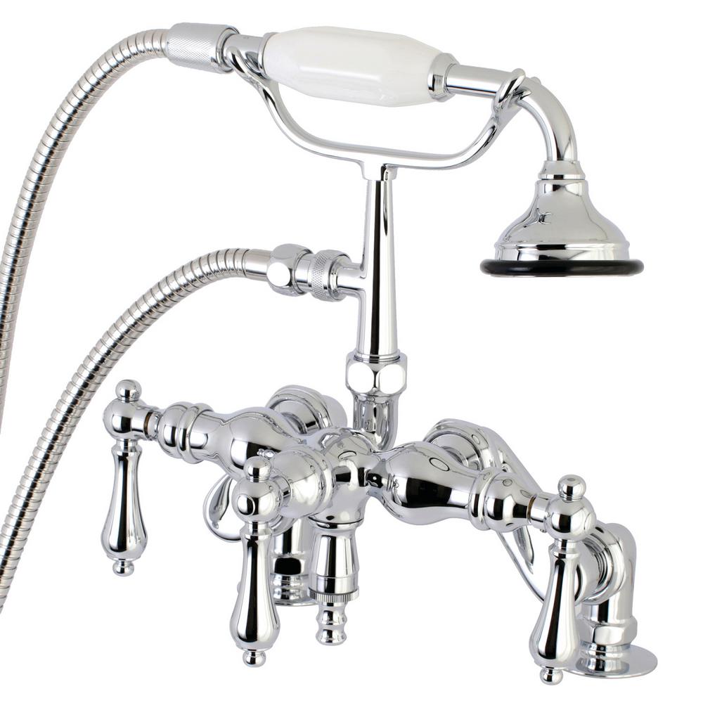 Kingston Brass Classic Lever 3 Handle Deck Mount Claw Foot Tub