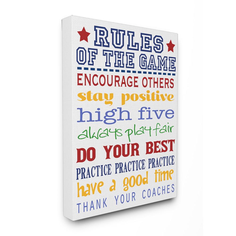 The Kids Room by Stupell Rules of the Game Orange and Green Typography Rectangle Wall Plaque