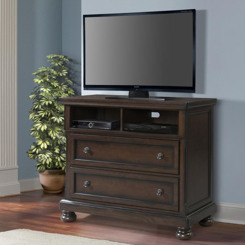 Kingsley 2 Drawer Media Chest In Walnut Kt600tv The Home Depot