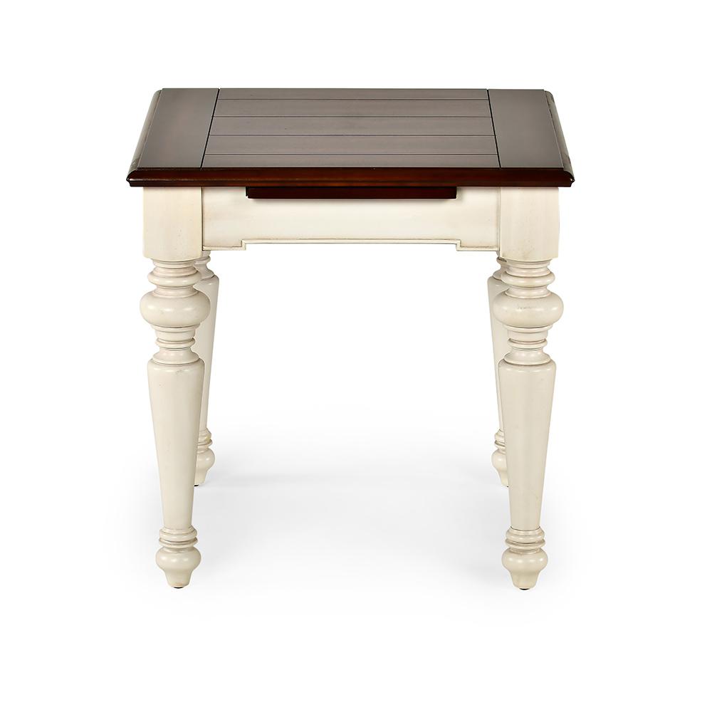 Wesley White And Walnut Cottage Style Square End Table Wy300e