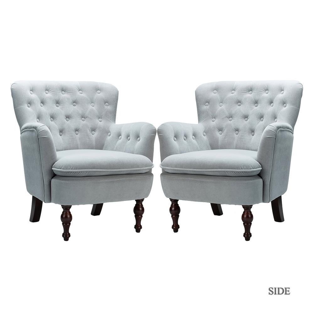 JAYDEN CREATION Isabella Pewter Tufted Accent Chair (Set of 2 