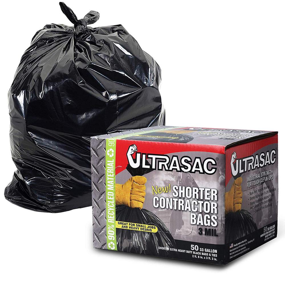 Ultrasac 33 Gal. Short Contractor bags with Flaps (50 Count)HMD 891454