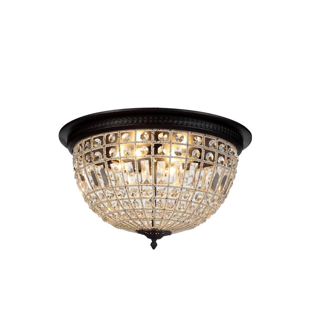 Elegant Lighting Olivia 4 Light Dark Bronze Royal Cut Crystal Elegant Lighting Olivia 4 Light Dark Bronze Royal Cut Crystal Flushmount