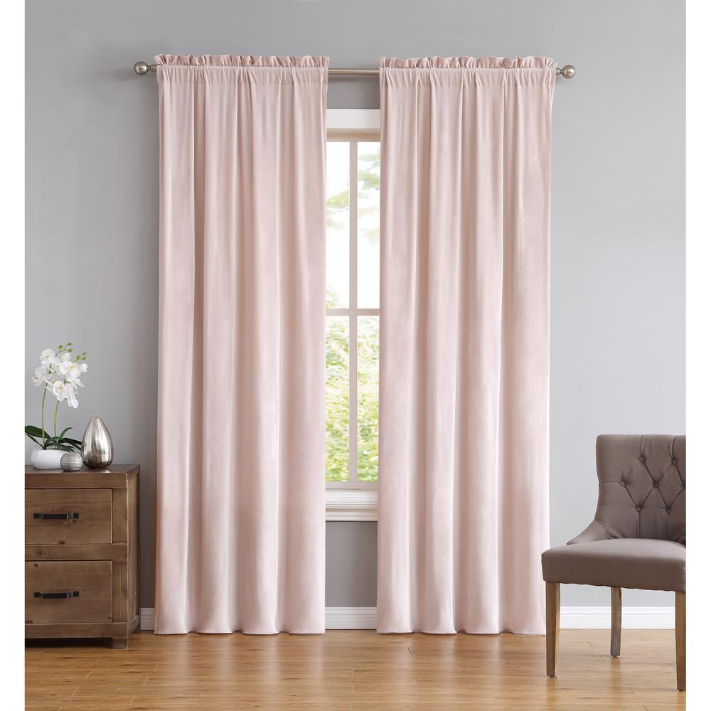 Pink Curtains D Window Treatments The Home Depot Everyday Pleated Velvet Drape Sets Blush Set