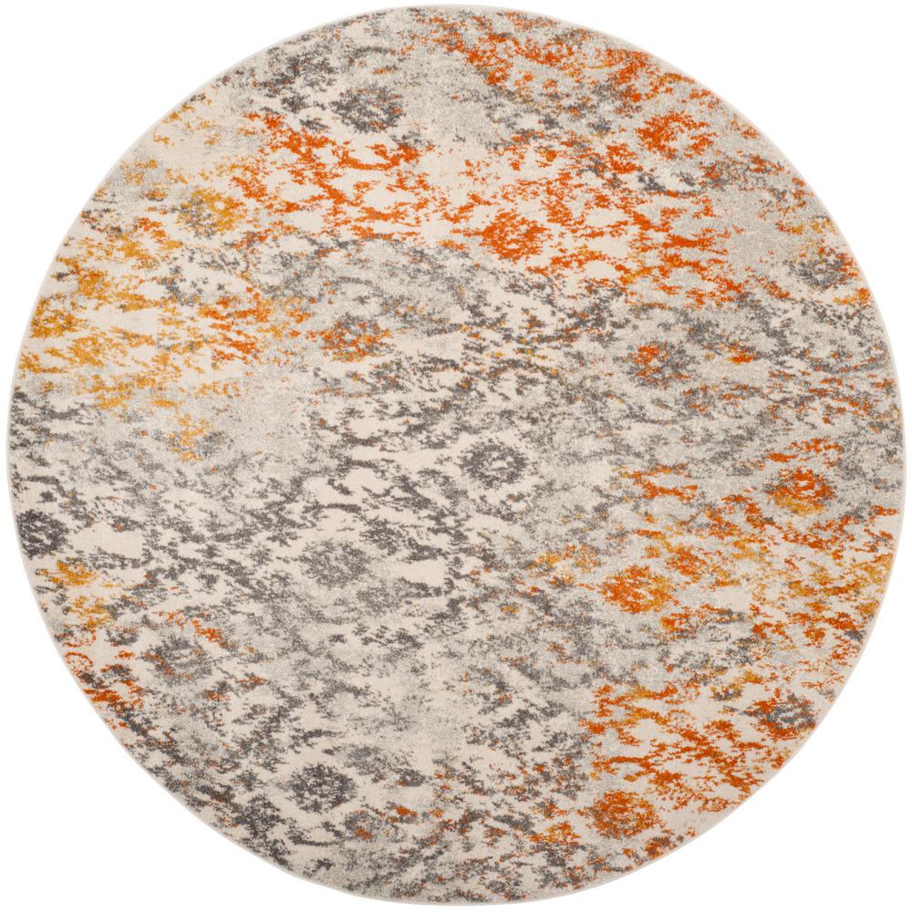 Safavieh Madison Cream/Orange 4 ft. x 4 ft. Round Area RugMAD608K4R