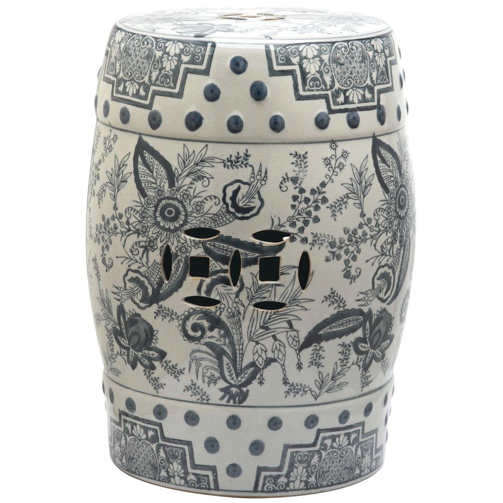 Safavieh Pagoda Blue And White Painting Patio Stool Acs4546a The Safavieh Pagoda Blue And White Painting Patio Stool