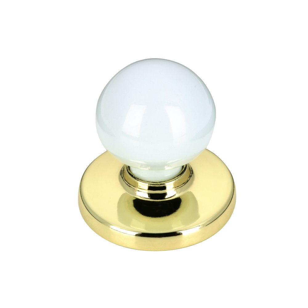 Richelieu Hardware Contemporary And Modern 1 14 In Brass And White Cabinet Knob Bp392213030 4840