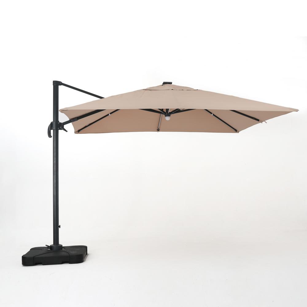 Island Umbrella Santorini Ii 10 Ft Square Cantilever Patio Umbrella In Stone Sunbrella Acrylic Nu6055 The Home Depot