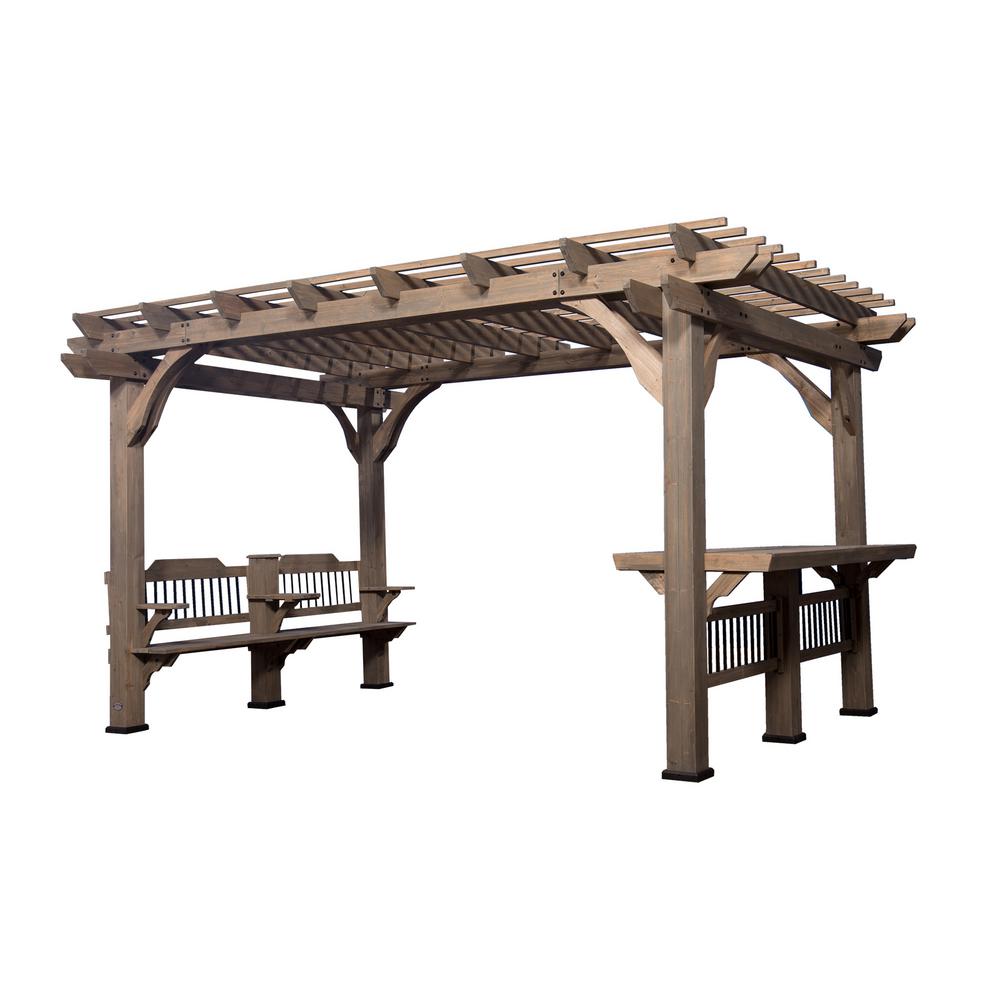 Backyard Discovery 10 ft. x 12 ft. Cedar Pergola-6214com - The Home Depot