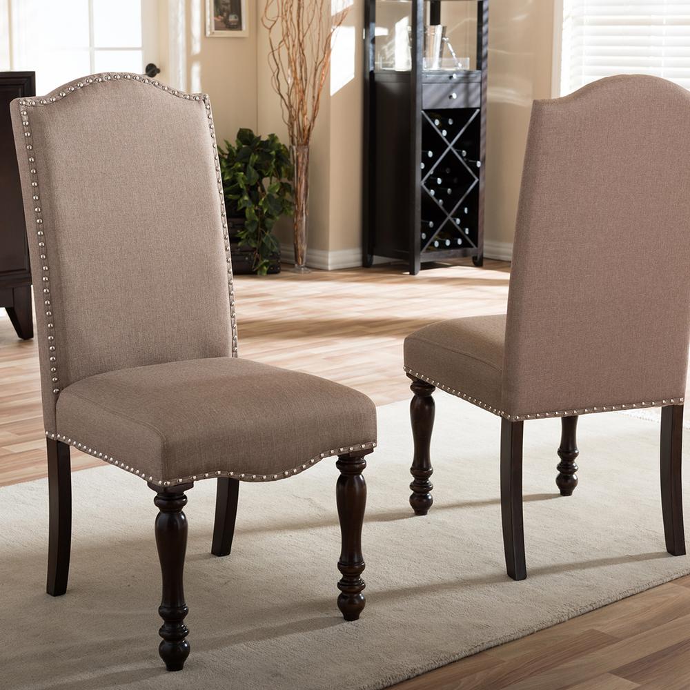 Modern Parsons Chair 19 5 Dining Chairs Kitchen Zachary Beige Fabric Upholstered Dining Chairs Set Of 2