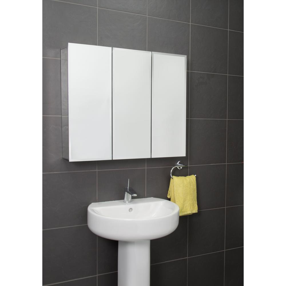 Croydex 30 In W X 26 In H Frameless Aluminum Recessed Or Surface Mount Bathroom Medicine Cabinet With Easy Hang System Wc101869yw The Home Depot