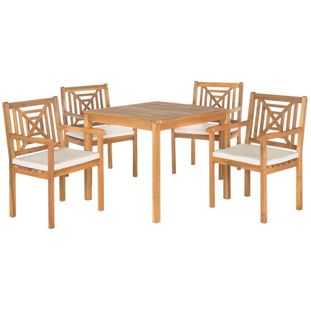 Safavieh Del Mar Teak Brown 5Piece Patio Dining Set with Beige