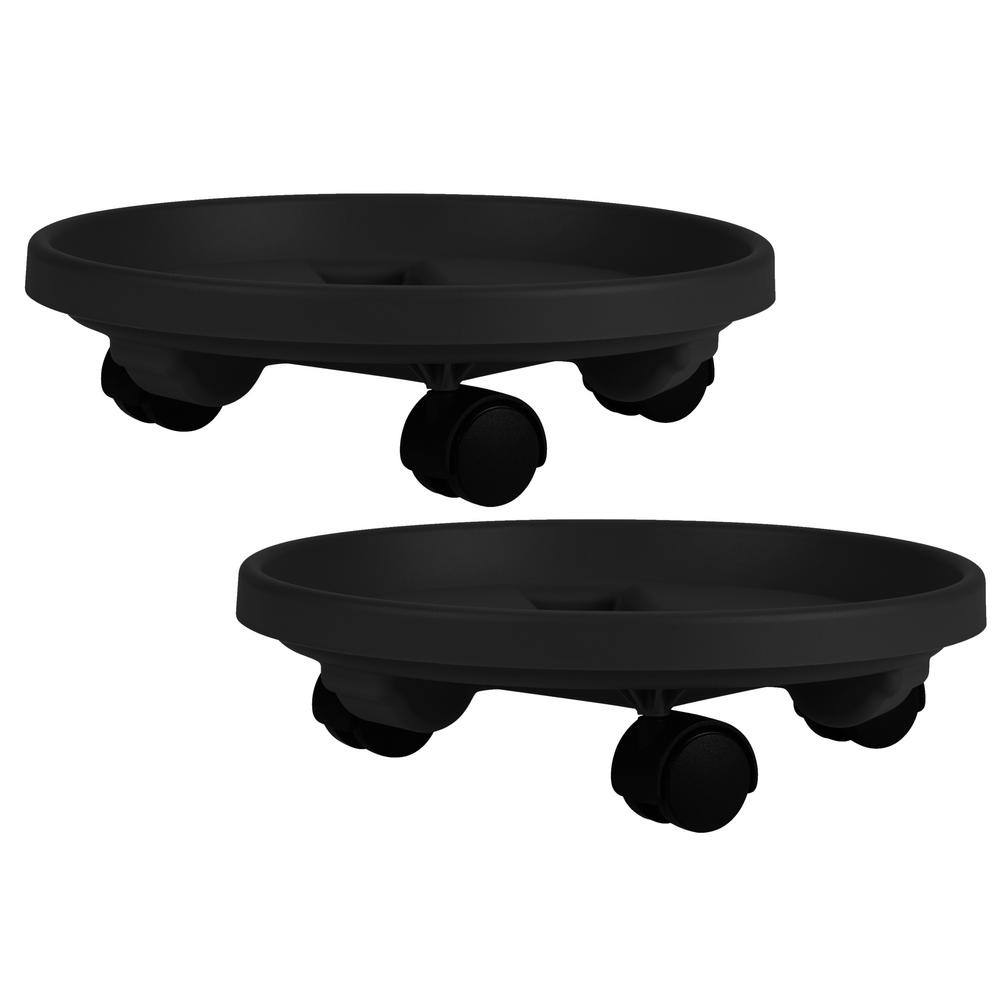 Bloem 14 in. Black Plastic Plant Stand Dolly Caddy with