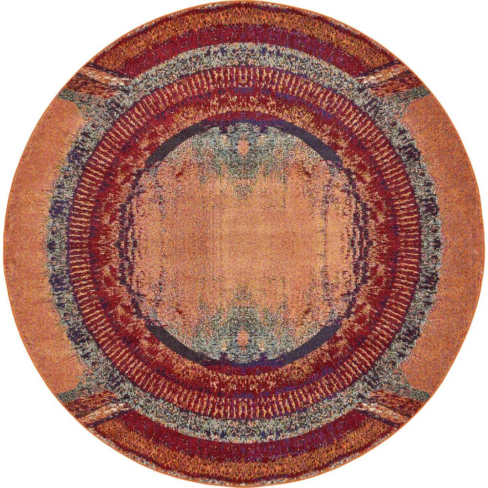 Round Orange Area Rugs The Home Depot Estrella Orange 8 X Round Rug