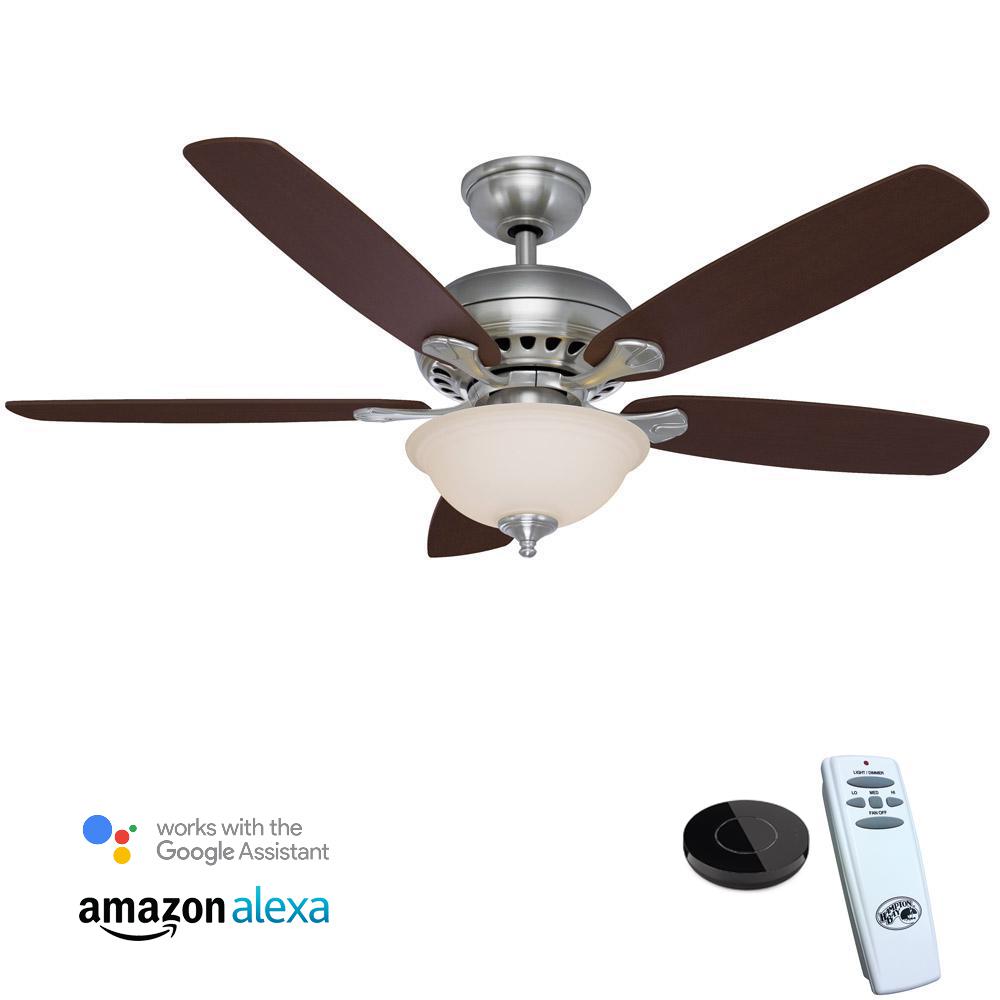 Hampton Bay Southwind 52 In Led Brushed Nickel Ceiling Fan With Led Brushed Nickel Ceiling Fan With Light Kit Works