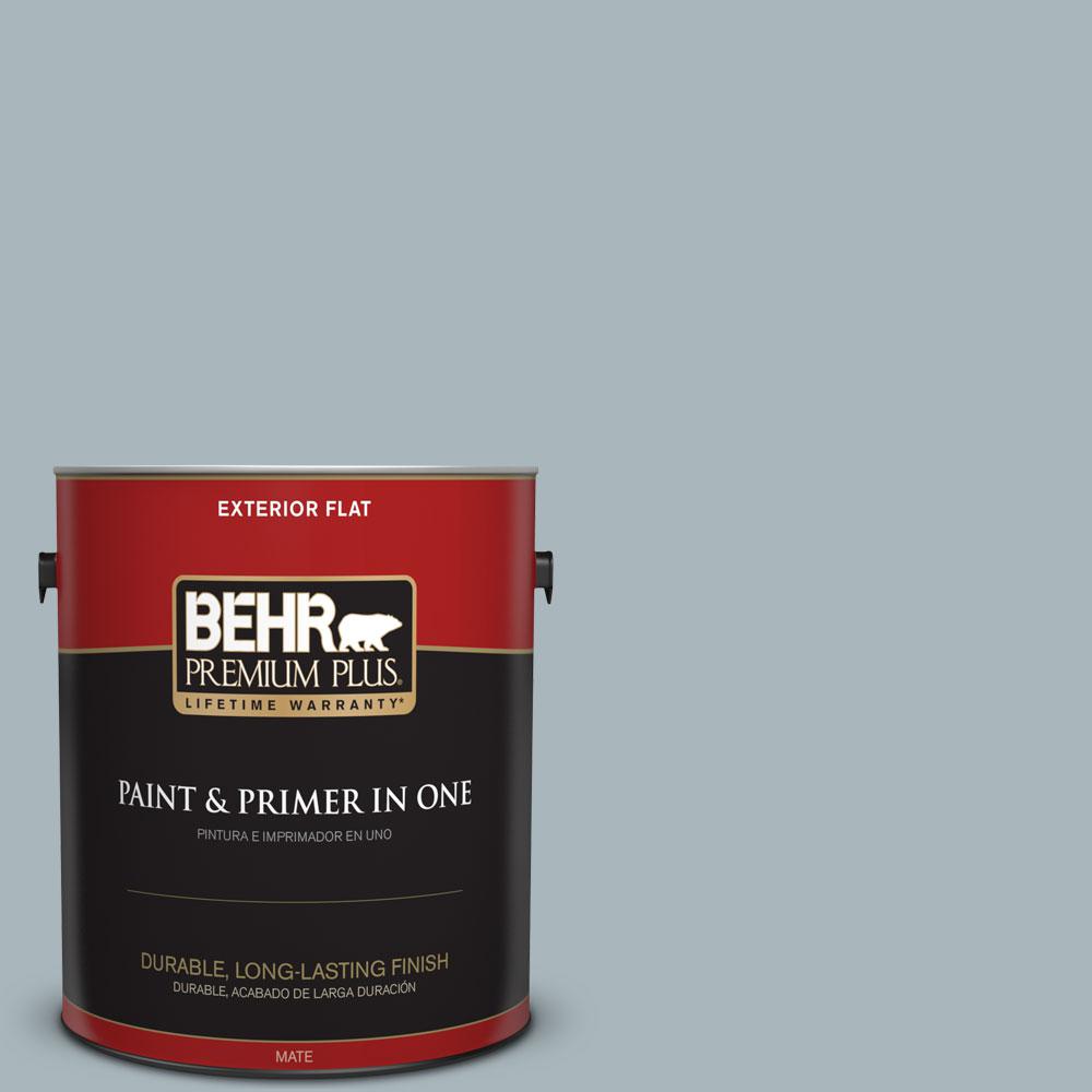 BEHR Premium Plus 1-gal. #N470-3 Half Sea Fog Flat Exterior Paint ...