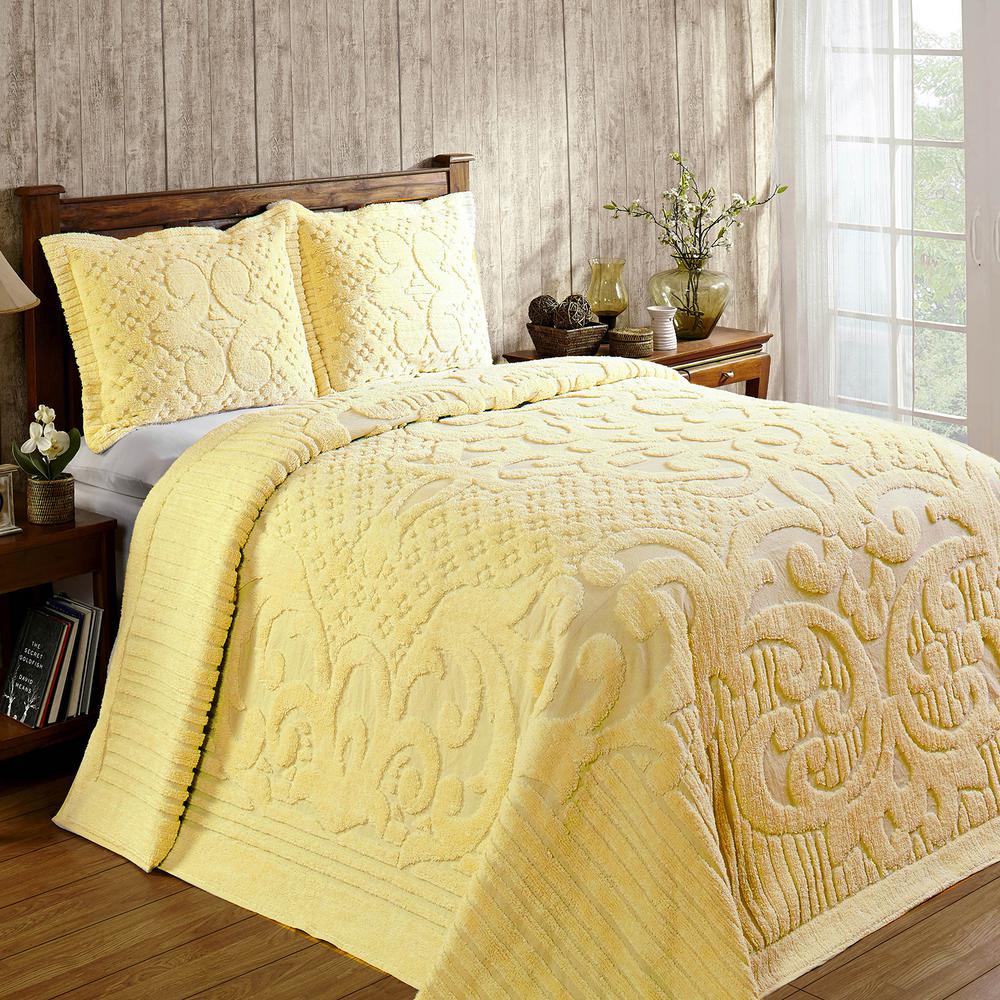 in White Twin Wedding Ring Tufted Chenille Bedspread