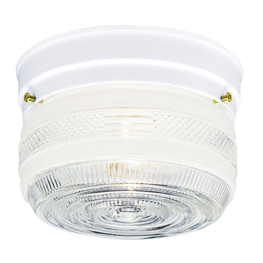 Westinghouse 1 Light Ceiling Fixture White Interior Flush Mount With And Clear Glass