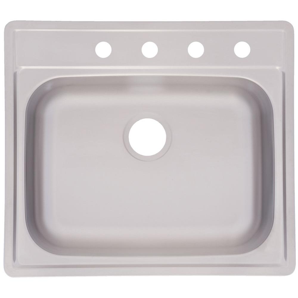 UPC 039487149964 product image for Jensen Byrd Drop-In Stainless Steel 25 in 4-Hole Single Bowl Kitchen Sink in Sat | upcitemdb.com