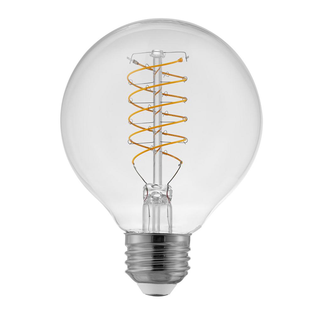 Photo 1 of 60-Watt Equivalent G25 Dimmable Fine Bendy Filament LED Vintage Edison Light Bulb Soft White (2-Pack)