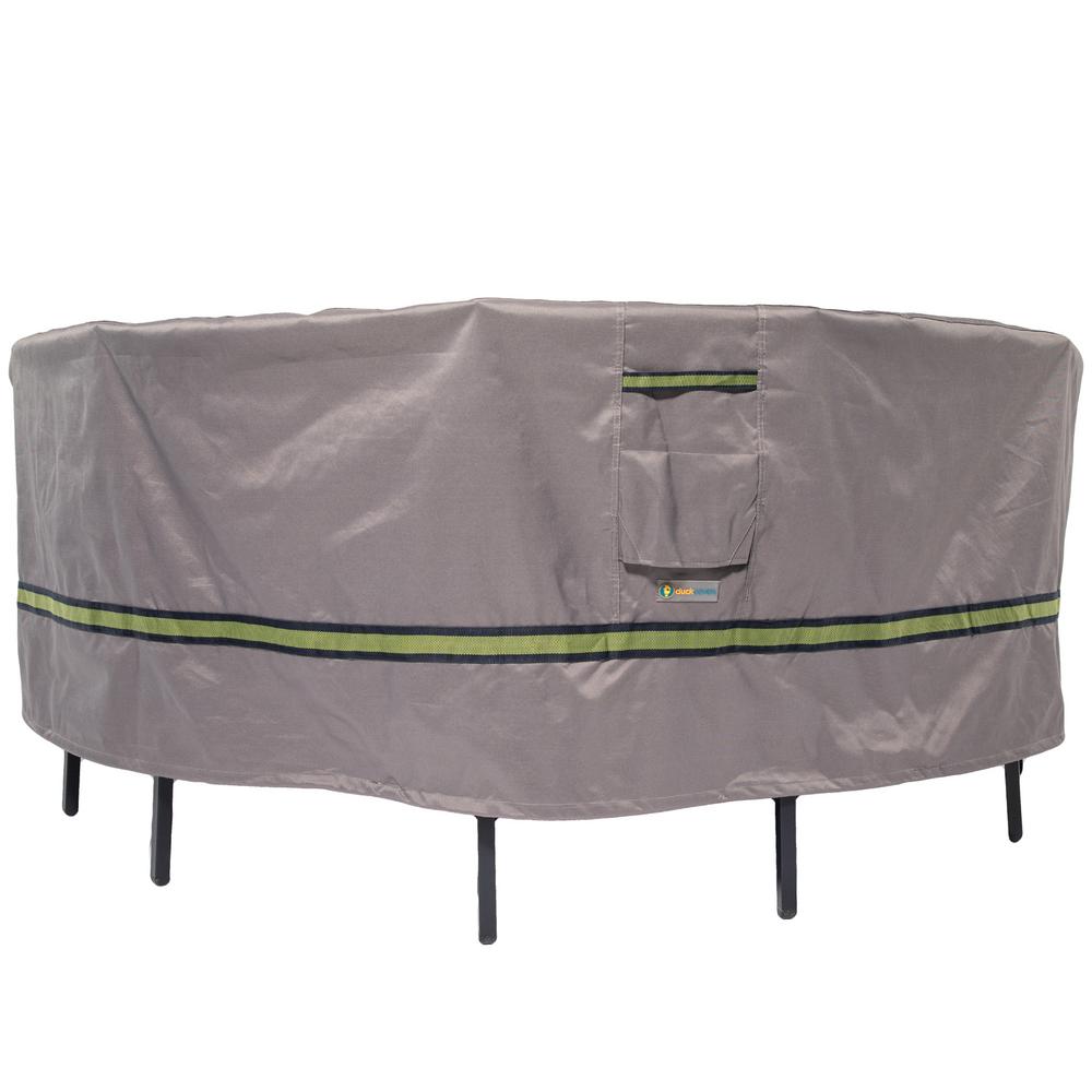 Duck Covers Soteria 108 In Grey Round Patio Table With Chairs Cover Rtr108108 The Home Depot - 108 In Round Patio Table And Chair Set Cover Duck Covers Soteria 108 In Grey Round Patio Table With Chairs Cover Rtr108108 The Home Depot - 108 In Round Patio Table And Chair Set Cover