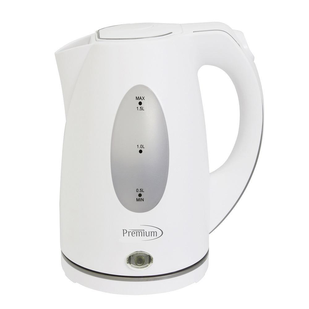 PREMIUM 6Cup Cordless White Electric Kettle with Detachable Base