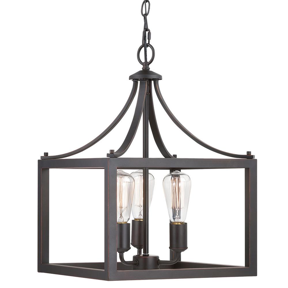 Hampton Bay Boswell Quarter 3-Light Distressed Black Pendant