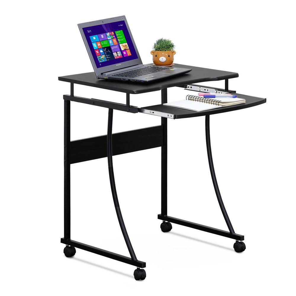 Furinno Espresso Metal Frame Computer Desk With Keyboard