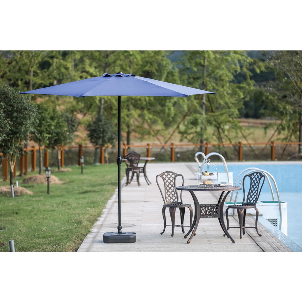 Patio Festival 9 Ft Powder Coated Steel Crank Patio Market Umbrella In Blue Pf18256 The Home Depot