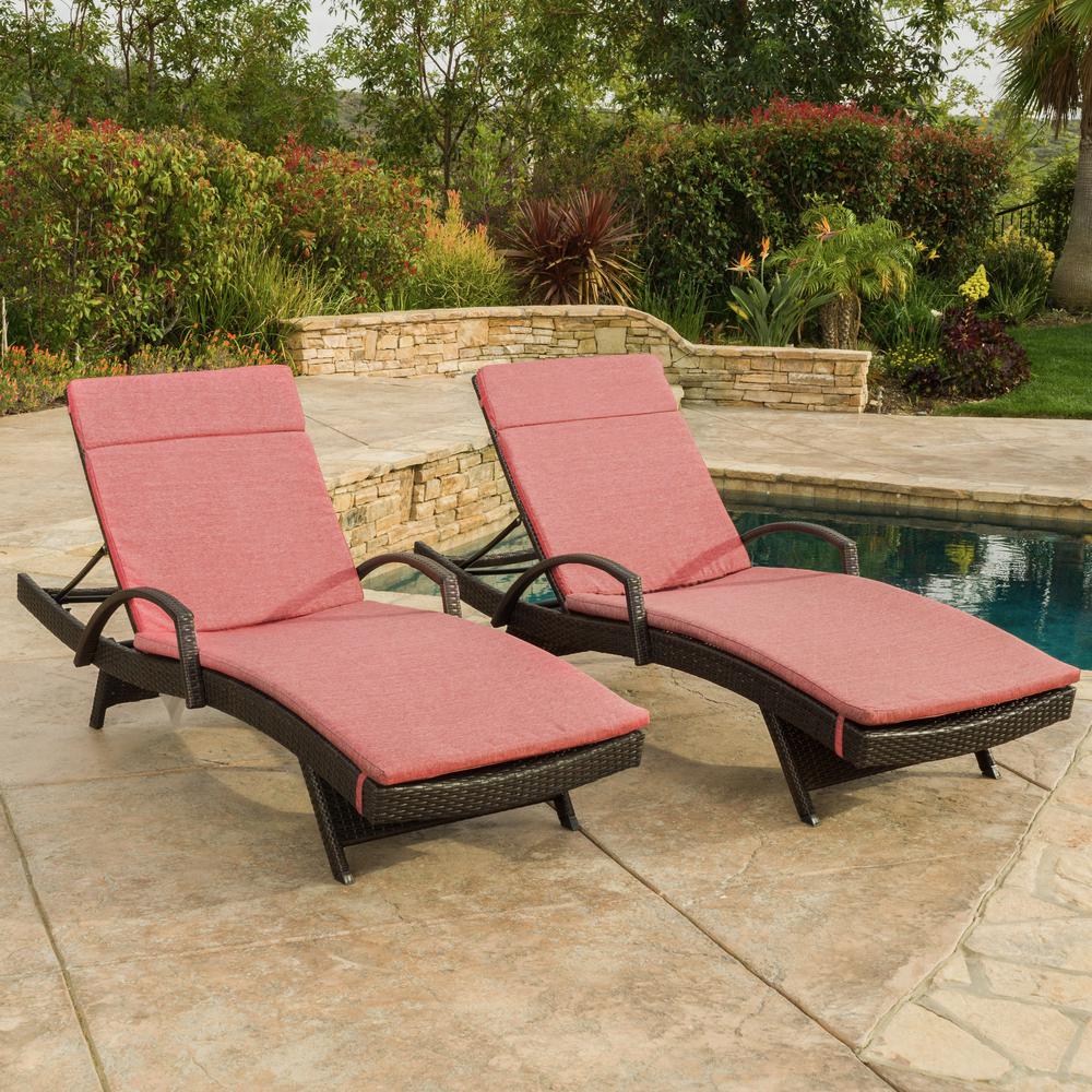 Noble House Multi-Brown 2-Piece Wicker Outdoor Chaise Lounge Set with