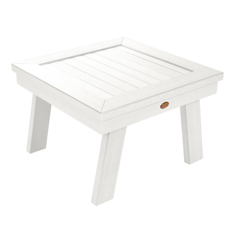 Highwood Adirondack White Square Recycled Plastic Outdoor Side Table Ad Dsst1 Whe The Home Depot