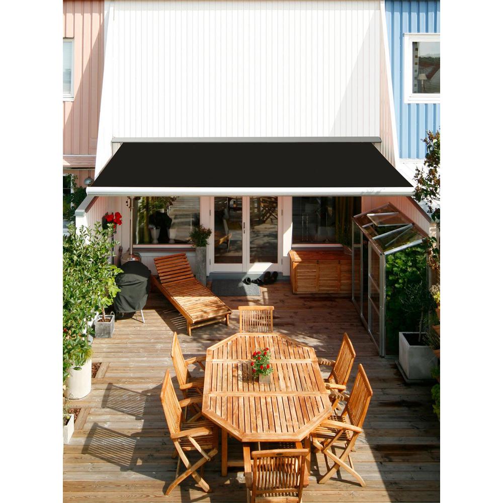 Advaning 14 Ft Luxury L Series Semi Cassette Manual Retractable Patio Awning 10 Ft Projection In Black Ma1410 A103h2 The Home Depot