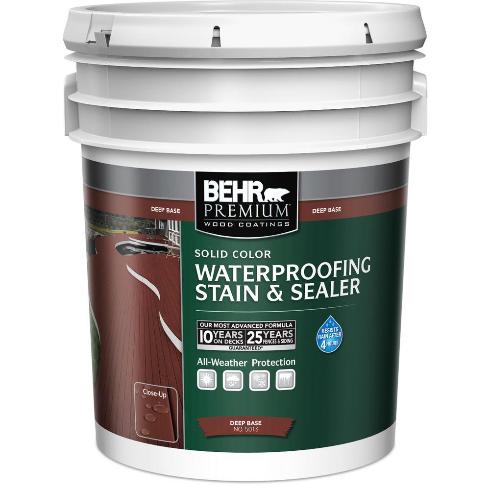 BEHR Premium 5 Gal Deep Tint Base Solid Color Waterproofing Stain   Multi Behr Premium Wood Deck Stain 501305 64 300 