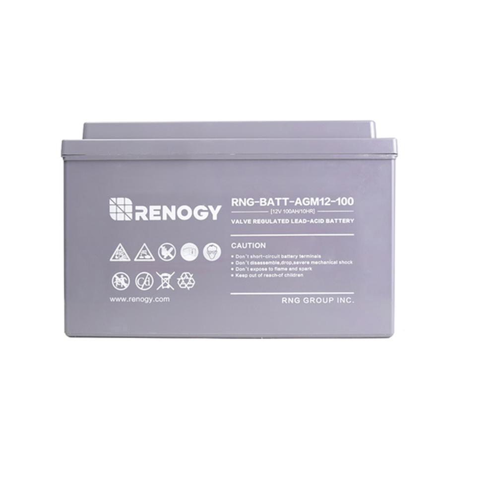 Renogy Deep Cycle AGM Battery 12V 100Ah with Low Self Discharge Rate & 2 M8 Terminal Bolts for RV, Camping, Cabin, & Off-Grid System Appliances