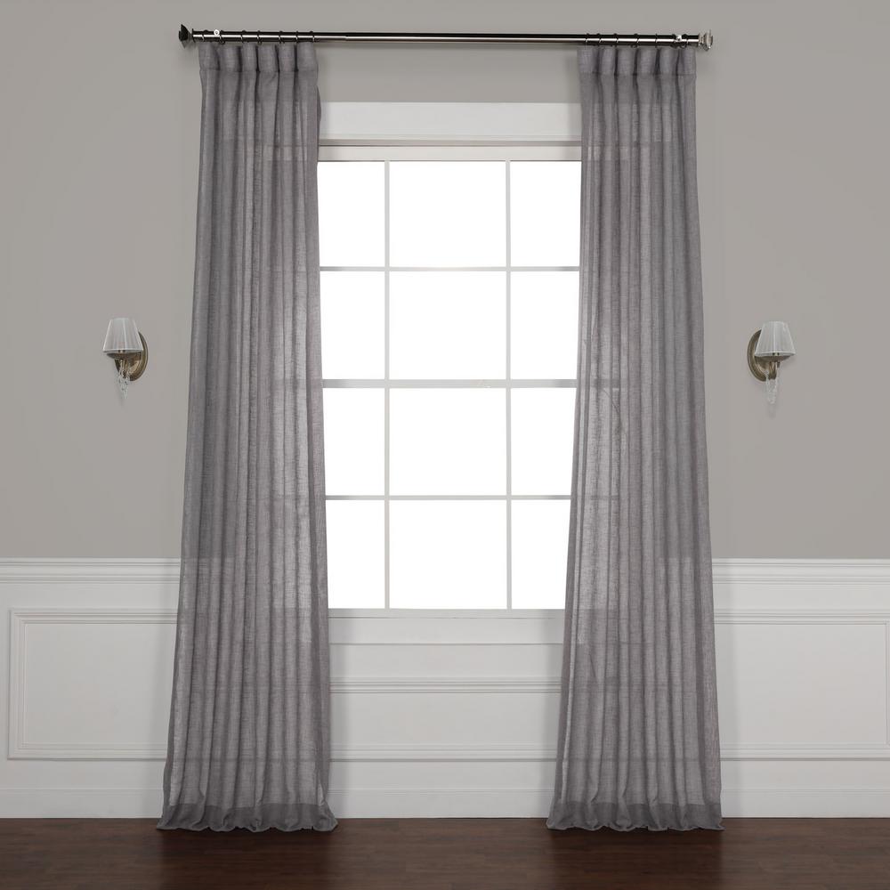 Exclusive Fabrics Furnishings Gravel Grey Solid Faux Linen Sheer