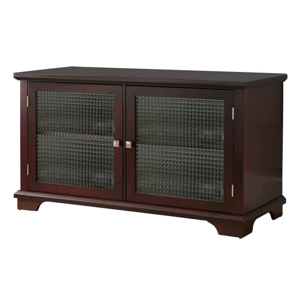 Kings Brand Furniture Walnut Finish Wood Glass Door Storage