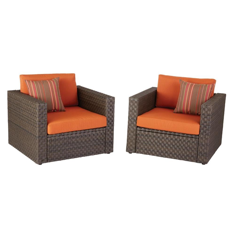 Hampton Bay Moreno Valley 2 Piece Resin Wicker Patio Conversation Hampton Bay Moreno Valley 2 Piece Resin Wicker Patio Conversation Set With Canvas Rust Cushions
