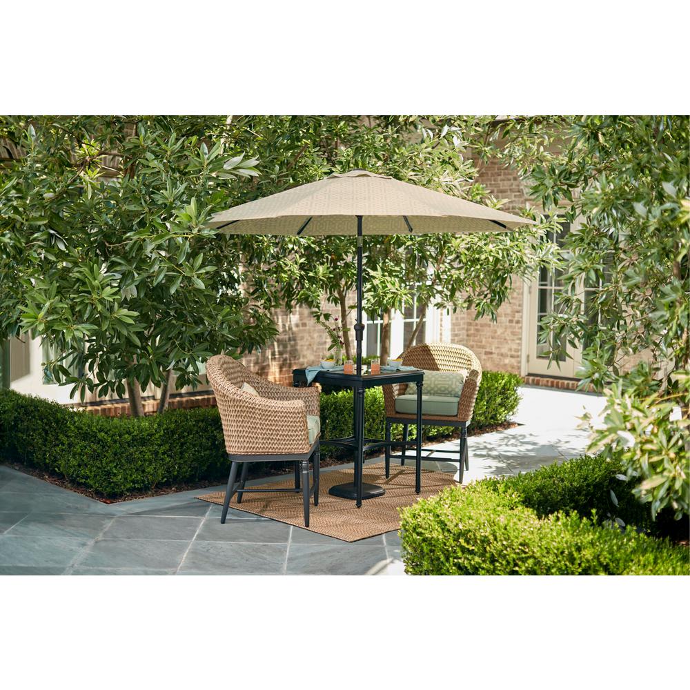 Home Decorators Collection Camden 9 Ft Aluminum Crank Patio Umbrella In Fretwork Mist Yjauc 171s The Home Depot