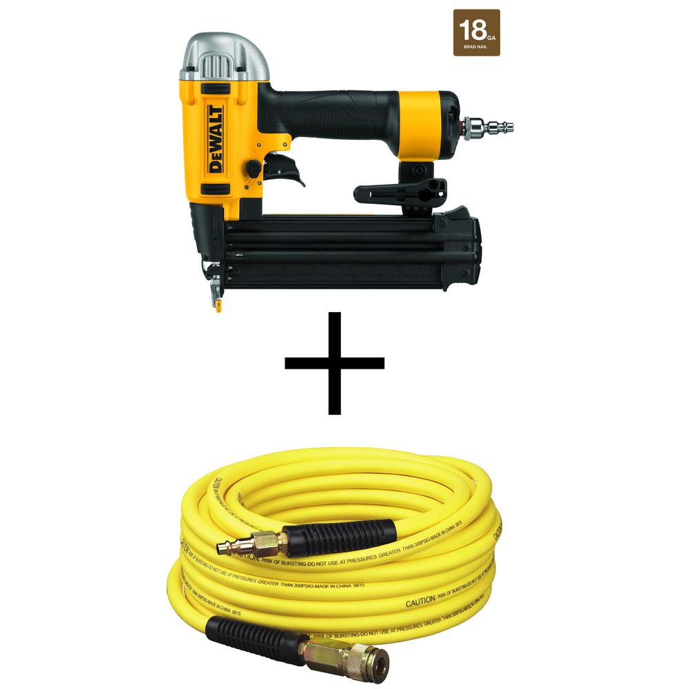 DEWALT Pneumatic 18-Gauge Brad Nailer and 50 ft. x 1/4 in. Air Hose