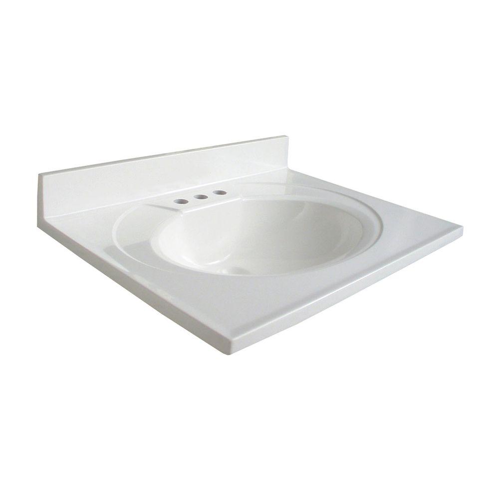Glacier Bay Newport 25 In Cultured Marble Vanity Top In White With White Sink