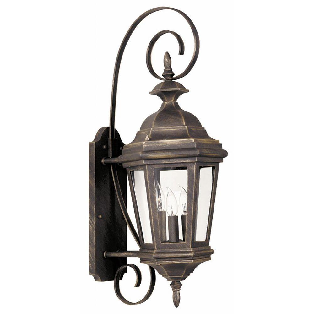 Kenroy Home Estate 3-Light Antique Patina Wall Lantern Sconce
