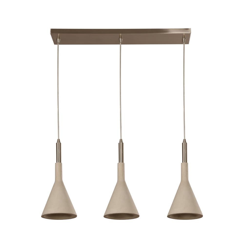 Beldi Ciment 3 Lights Satin Nickel And Cement Pendant Fixture